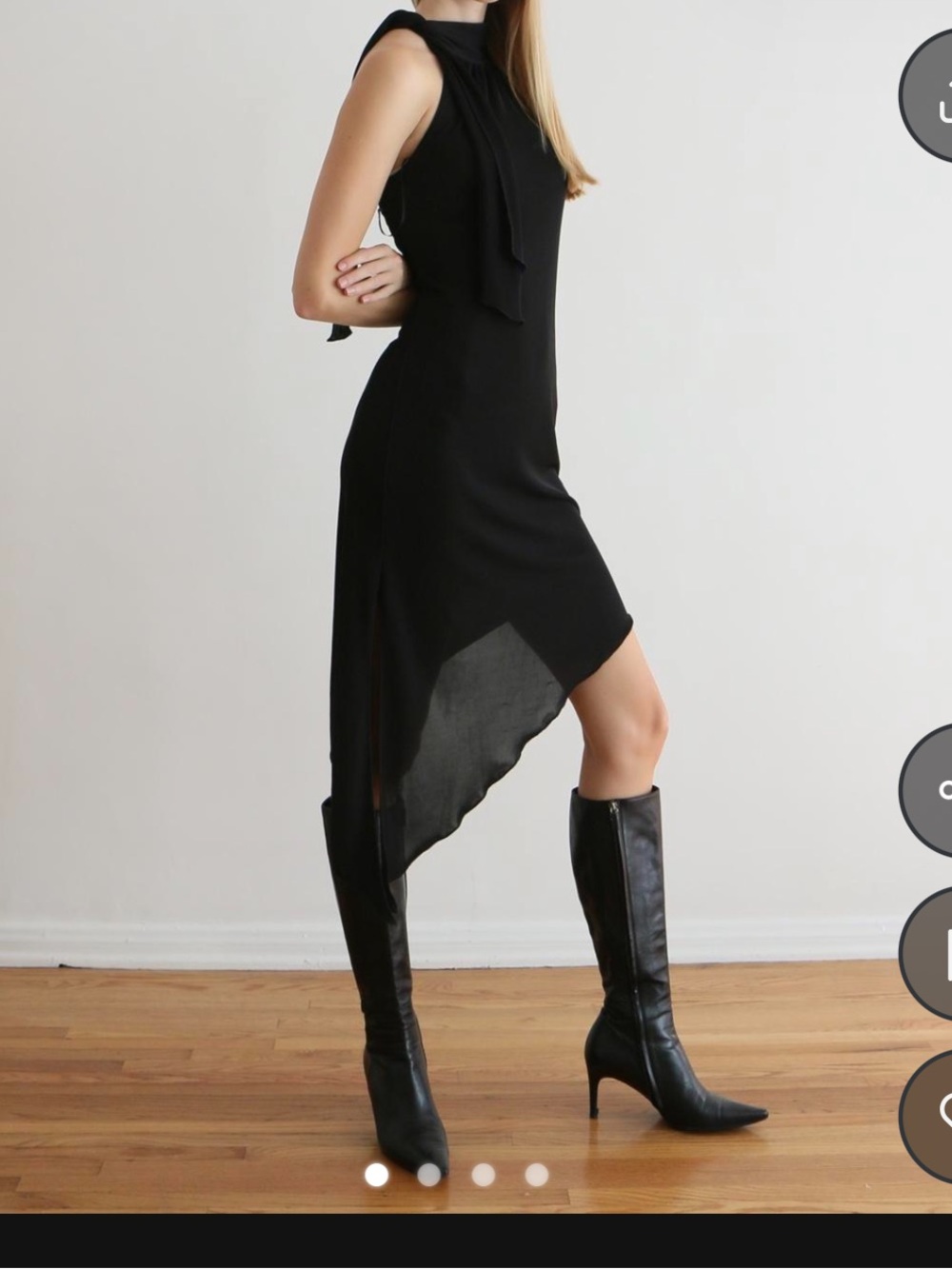 Sleeveless Black Asymmetric Hem Dress